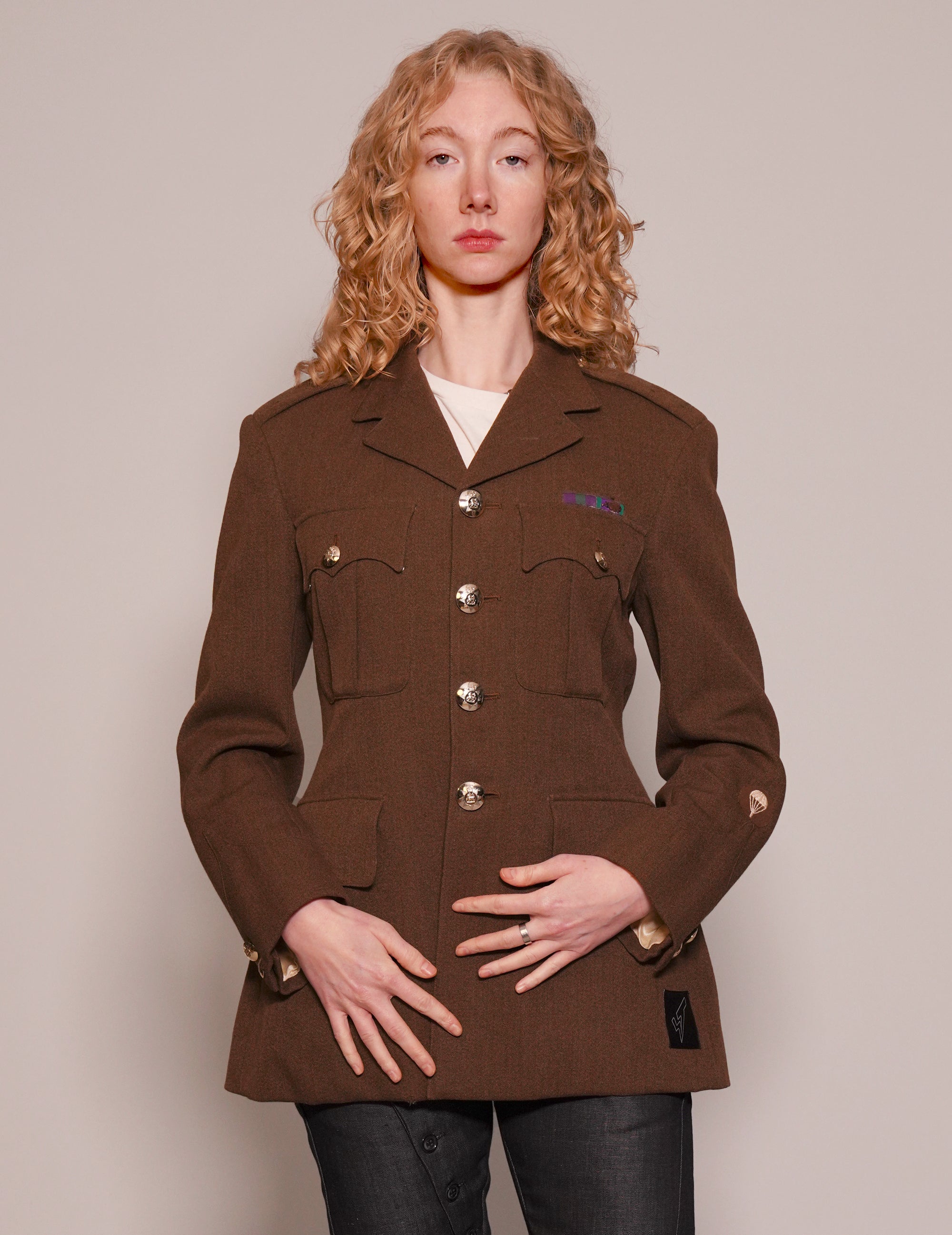 Women's Vintage Army Dress Jacket in Brown | Stuart Trevor