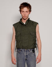 Men's Vintage Military Flak Gilet Jacket in Khaki Green | Stuart Trevor