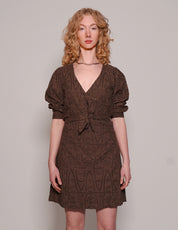 Women's Brown Broderie Anglaise Mini Dress | Stuart Trevor
