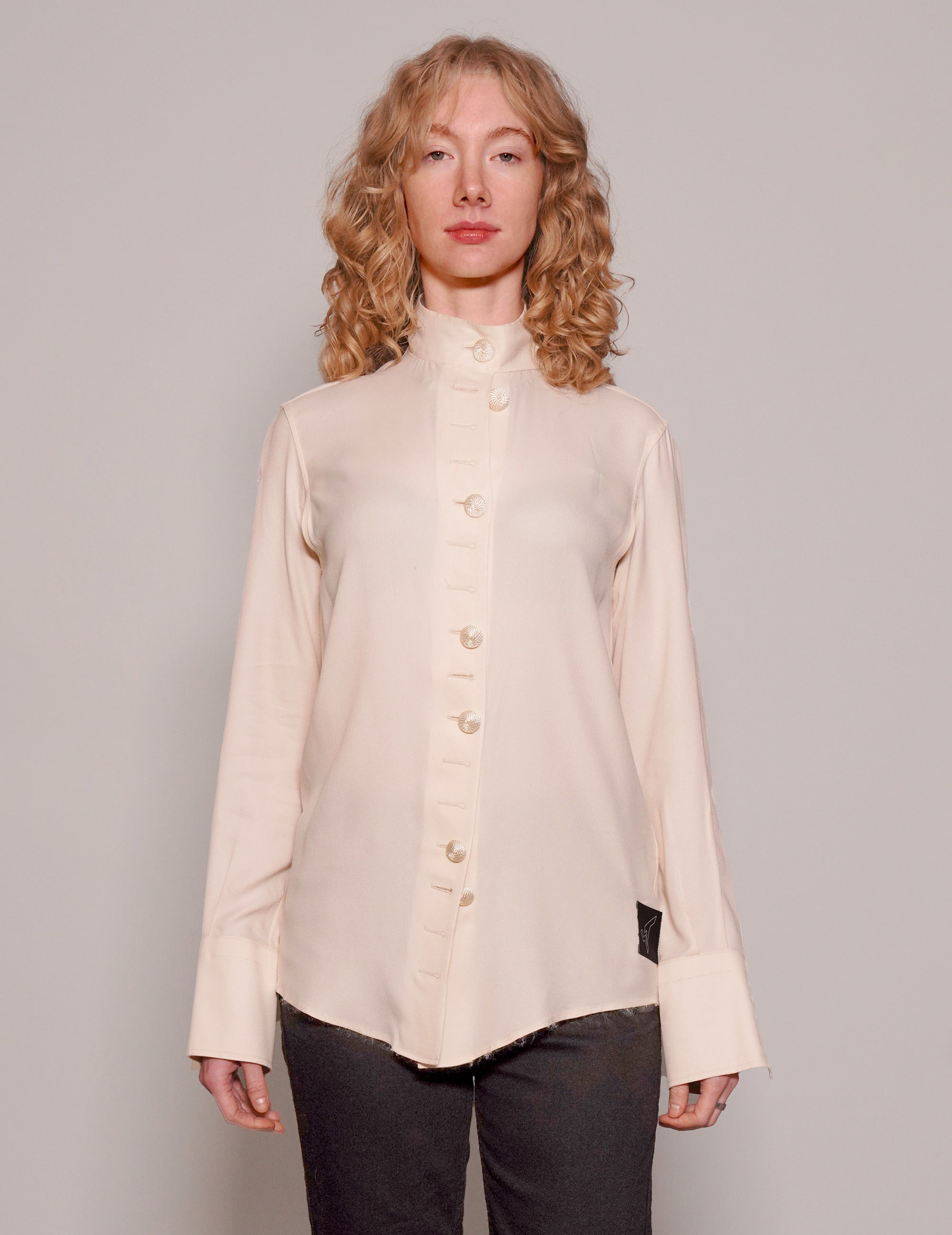 Women's Vintage Neck-Tie Blouse in Cream | Stuart Trevor