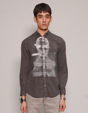 Men's Dark Grey Shirt with David Bowie Print | Stuart Trevor