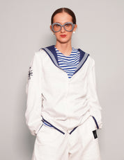 Women's Vintage Royal Navy Sailor Shirt in White | Stuart Trevor