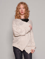 Women's Vintage Wool Knitted Jumper in White | Stuart Trevor