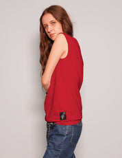 Women's Graphic Print Vest in Red | Stuart Trevor