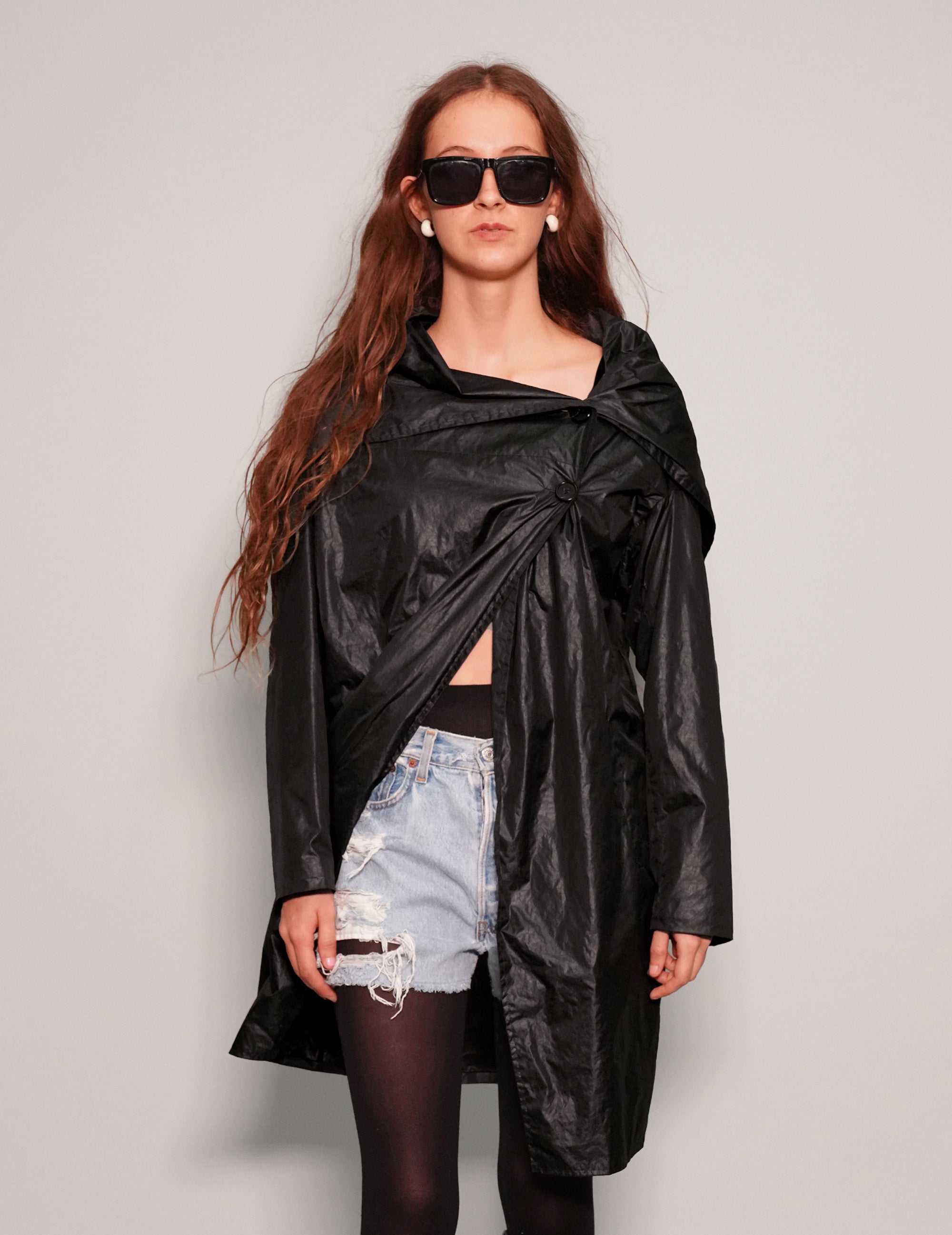 Women's Black Trench Coat Rain Mac in Black | Stuart Trevor