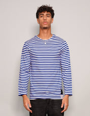 Men's Vintage Blue Striped Long Sleeve T-Shirt | Stuart Trevor