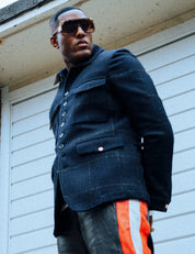 IMMORTAL Monaco Car Coat – Bouclé Windowpane Navy Check