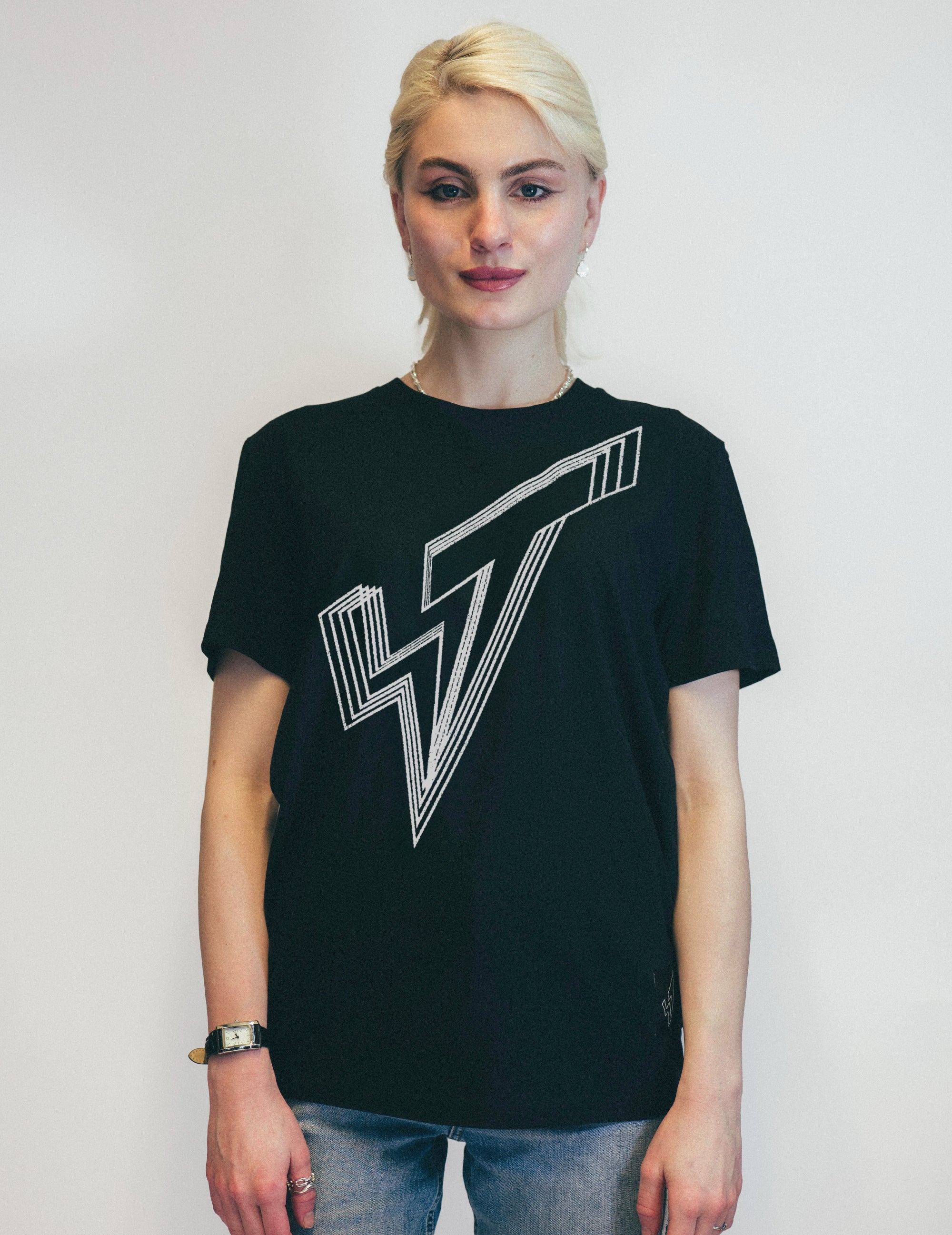 Unisex Black T-Shirt with Silver Printed Logo | Stuart Trevor