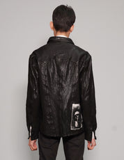 Men's Vintage Black Leather Jacket with David Bowie Patch | Stuart Trevor