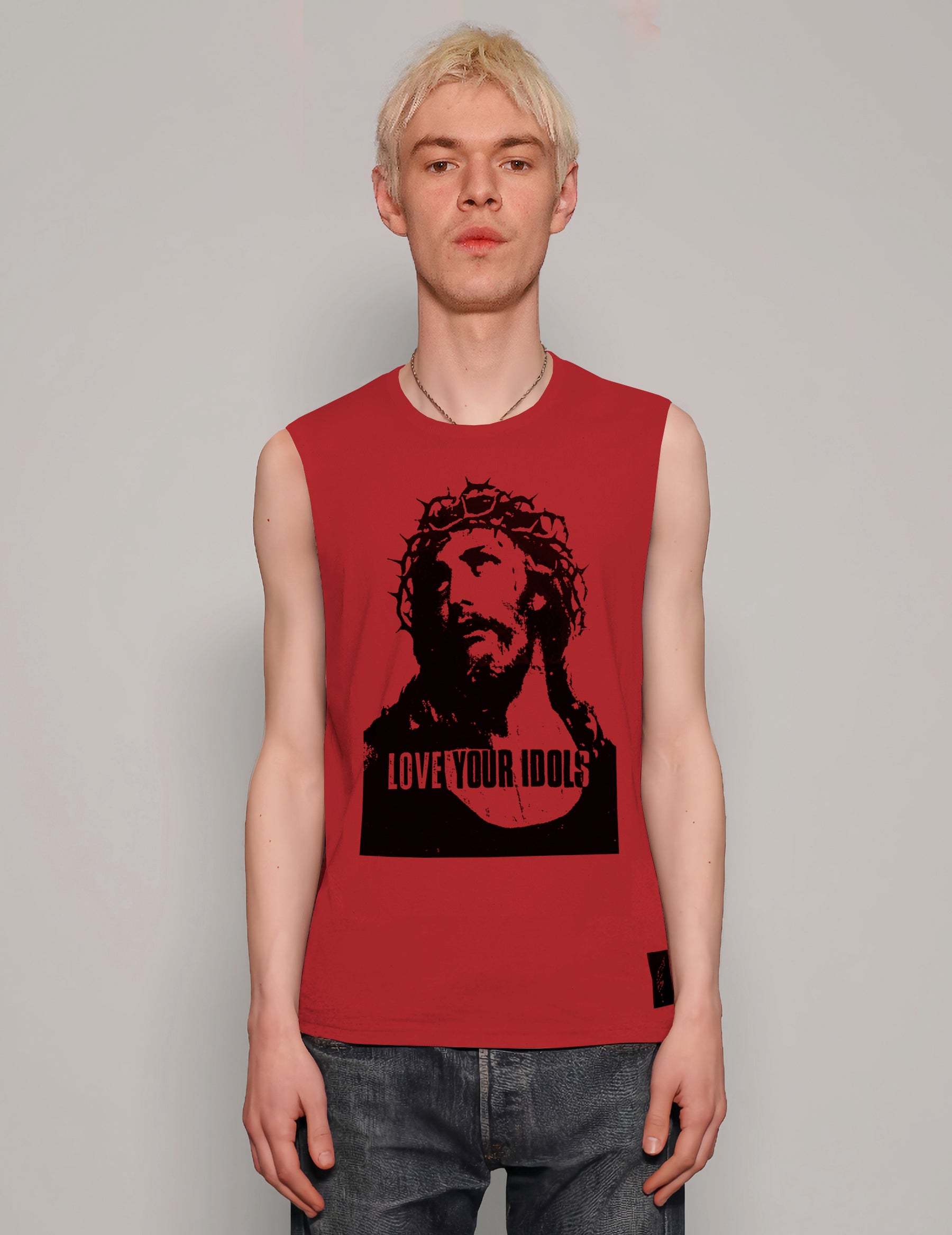 Men's Graphic T-Shirt Vest with Guns N' Roses Print in Red | Stuart Trevor