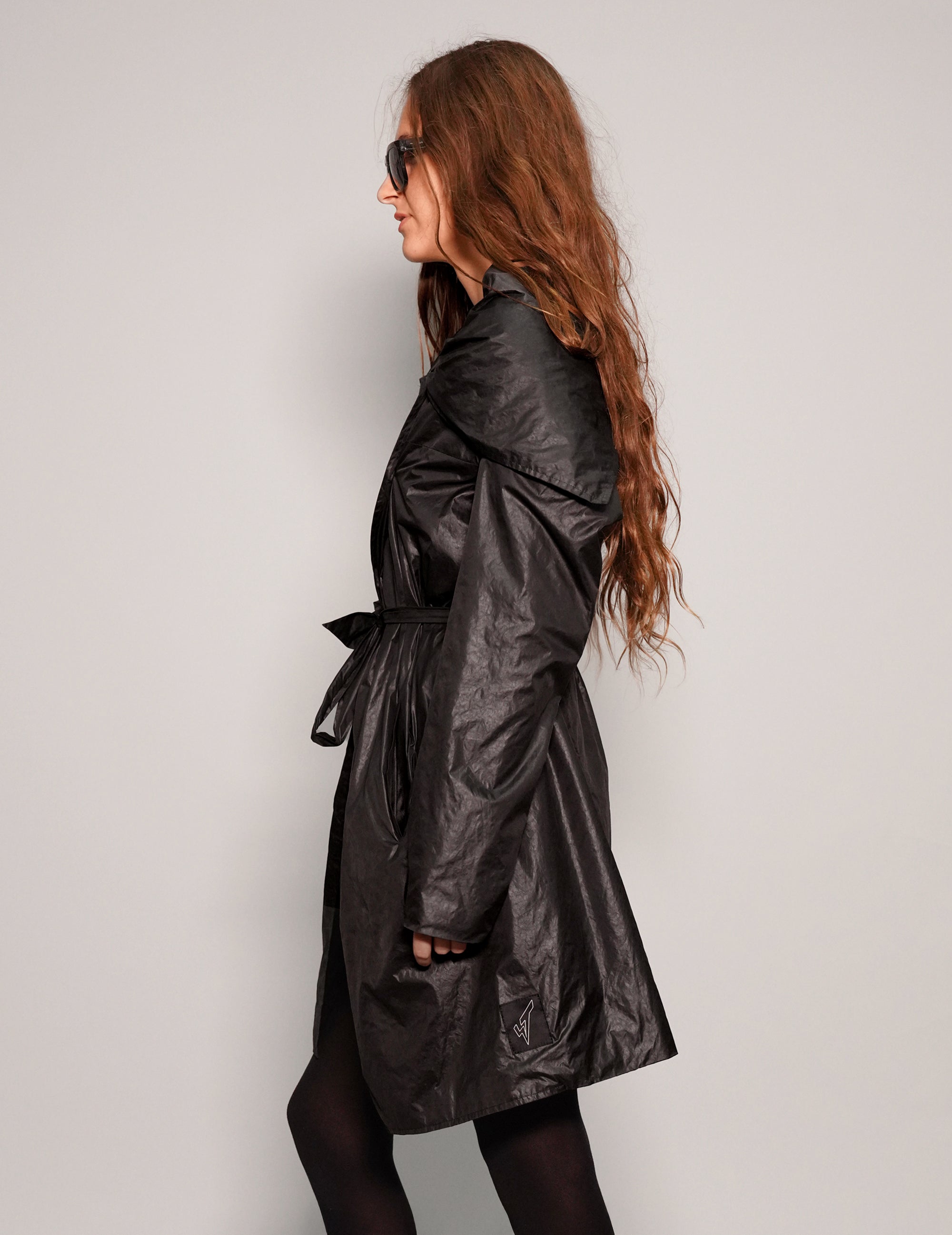 Women's Black Trench Coat Rain Mac in Black | Stuart Trevor