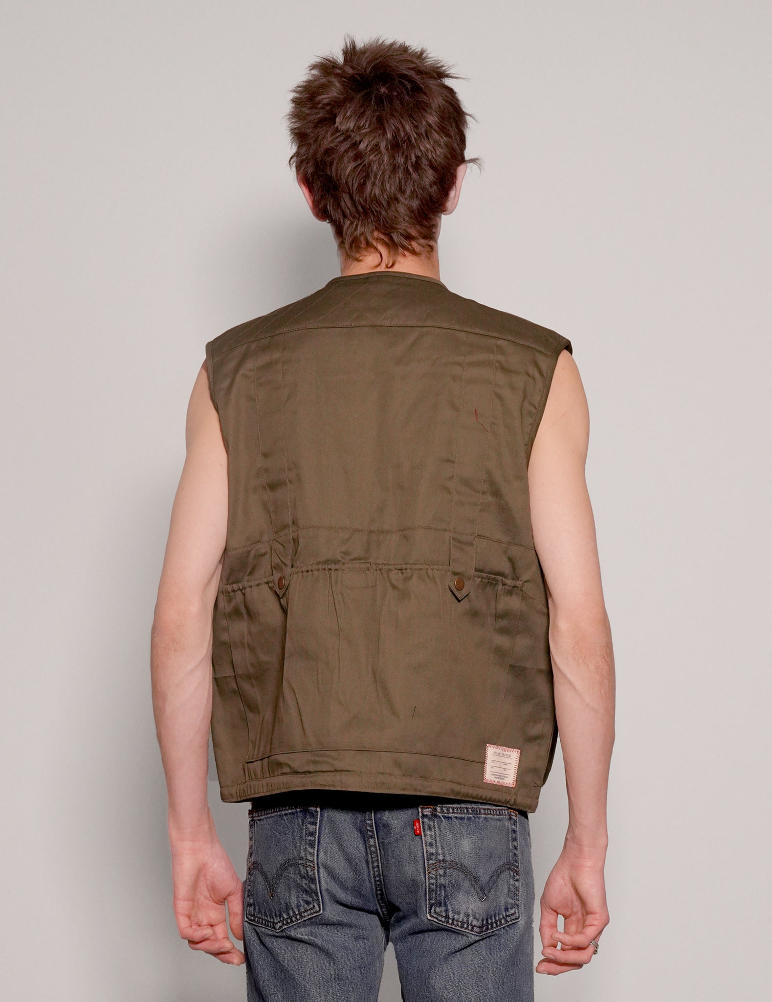 Men's Vintage Tactical Utility Gilet in Khaki Green | Stuart Trevor