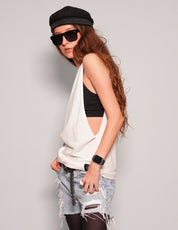 Women's Graphic T-Shirt Vest with Che Guevara Print in White | Stuart Trevor