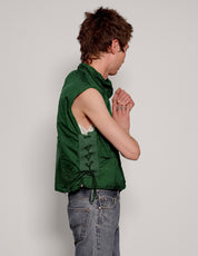 Men's Vintage Military Flak Gilet Jacket in Green | Stuart Trevor