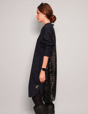 Women's Vintage Black Dress Shirt with Black Sequin Sheer Back | Stuart Trevor