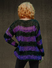 "PISTOLS" Mohair Hand Knit Sweater - Purple and Black
