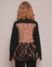 Women's Black Cotton Shirt with Gold Sequin Back | Stuart Trevor