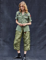Button Quilted Cropped Trousers