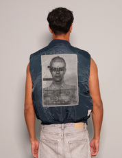 Men's Bomber Gilet Jacket in Navy Blue with Patch | Stuart Trevor