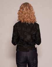 Women's Black Jacket with Silver Metallic Embroidery | Stuart Trevor