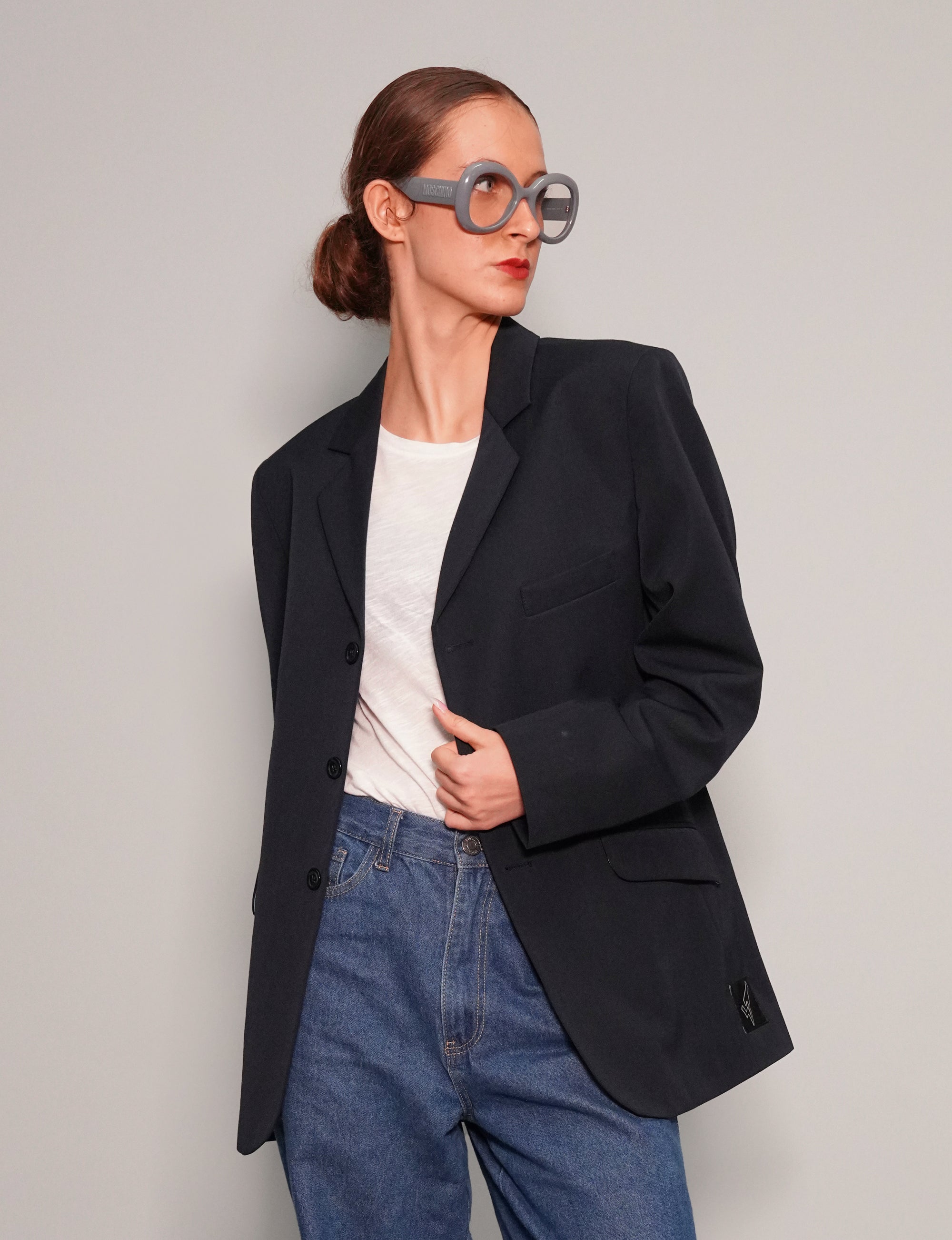 Women's Vintage Black Blazer with Gold Sequin Sheer Back | Stuart Trevor