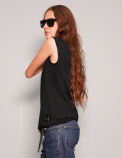 Women's Graphic Vest with Sex Pistols Print in Black | Stuart Trevor