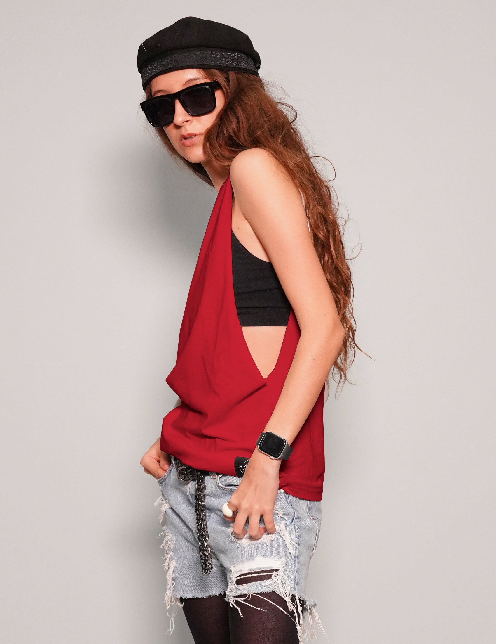 Women's Graphic Print Vest in Red | Stuart Trevor