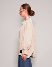 Women's Vintage Tie Neck Blouse in Beige | Stuart Trevor