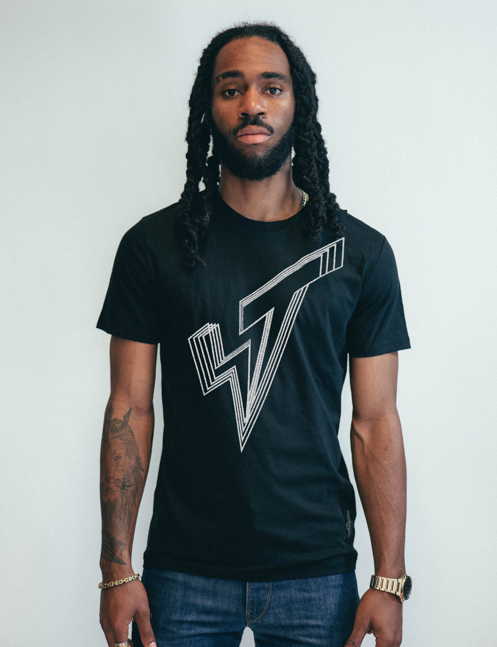 Unisex Black T-Shirt with Silver Printed Logo | Stuart Trevor