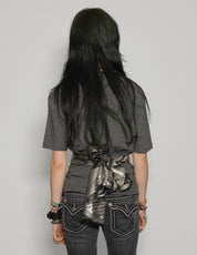 ST Lined Logo Tie-Tee in Grey with Silver Tie