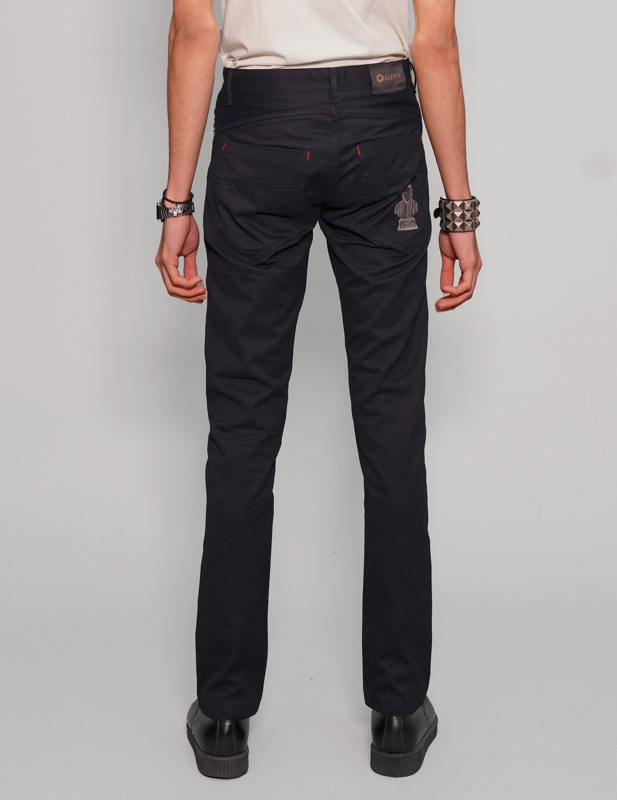 Men's Button Down Cotton Twill Skinny Jeans in Navy Blue | Stuart Trevor