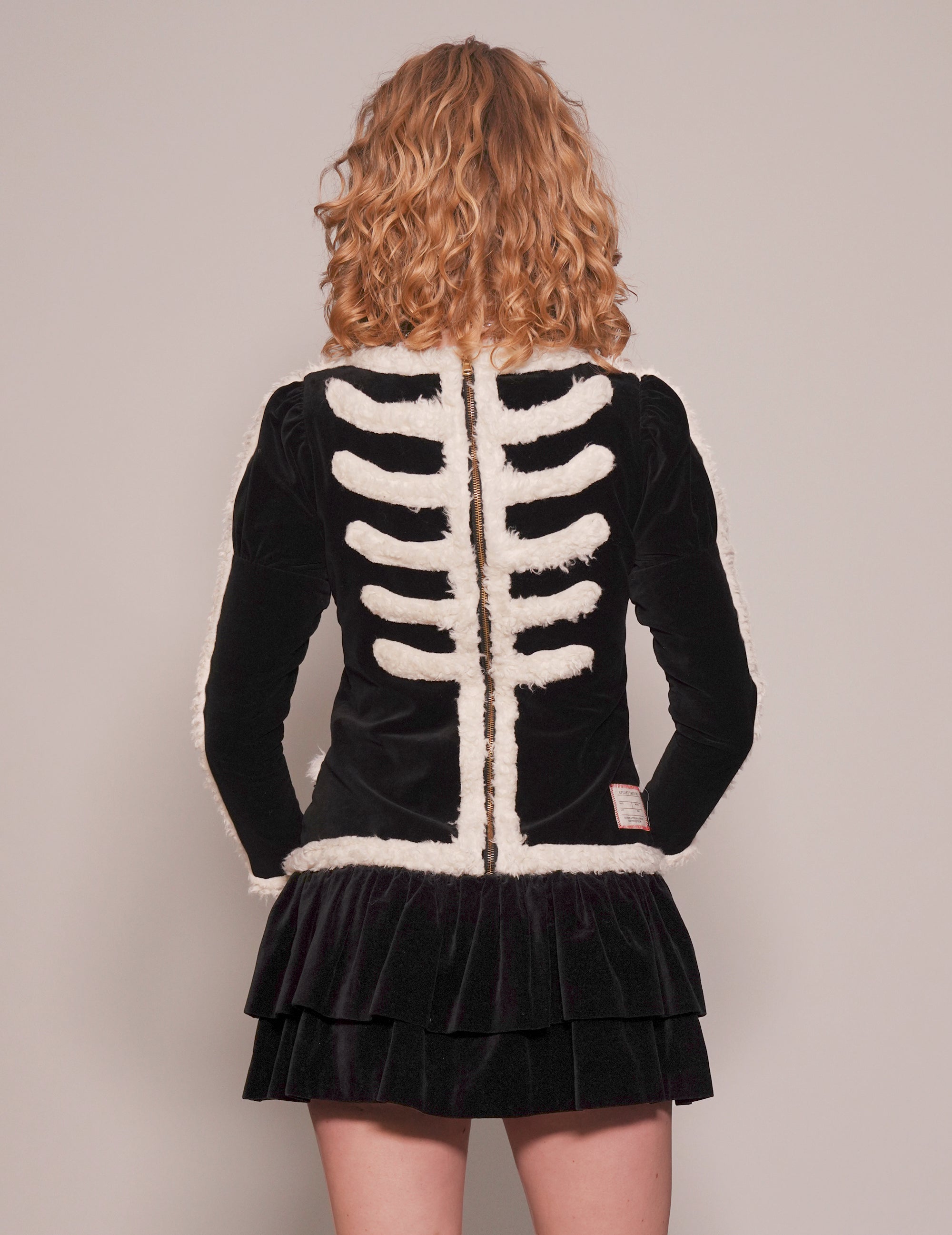 Women's Vintage Black Velvet Dress with Fur Trim | Stuart Trevor