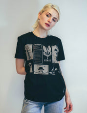 T-Shirt with Printed Patches in Black