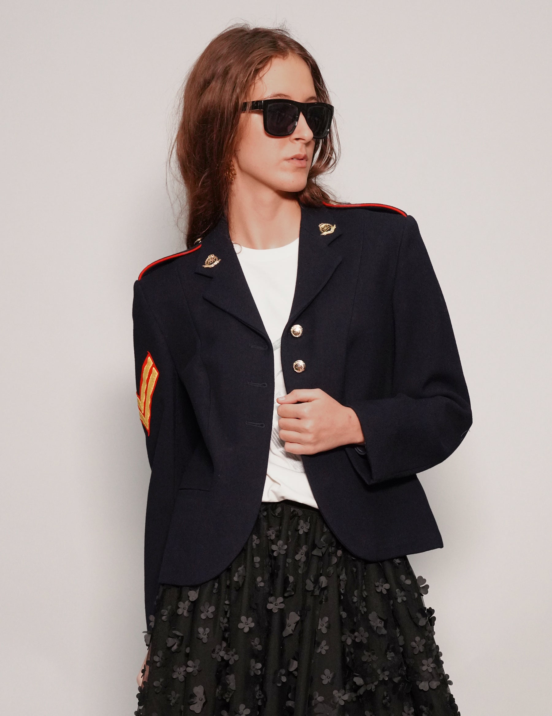 Women's Vintage Military Army Jacket in Navy Blue | Stuart Trevor