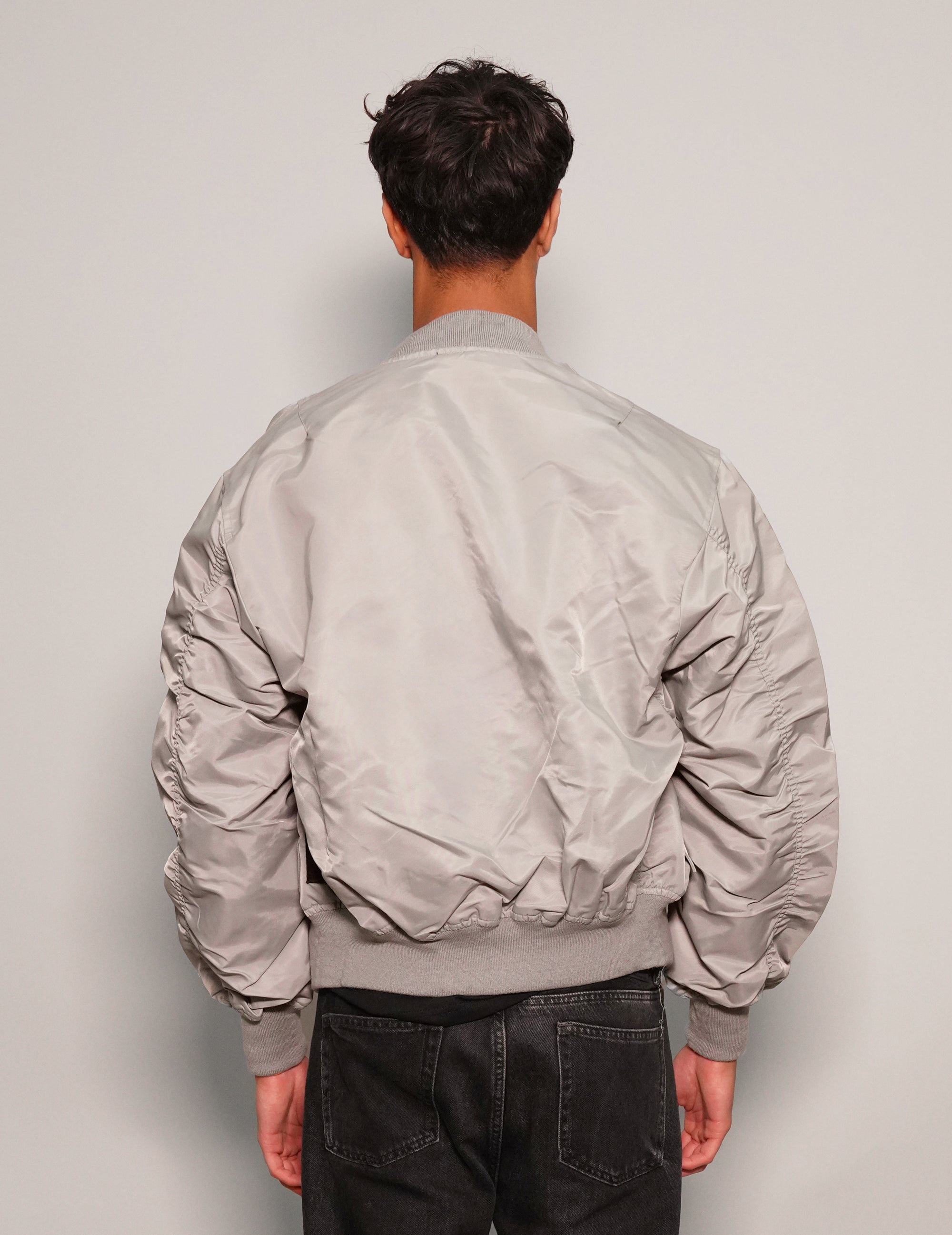 Men's Vintage Lightweight Bomber Jacket in Light Grey | Stuart Trevor