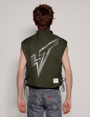 Men's Vintage Military Flak Gilet Jacket in Khaki Green | Stuart Trevor