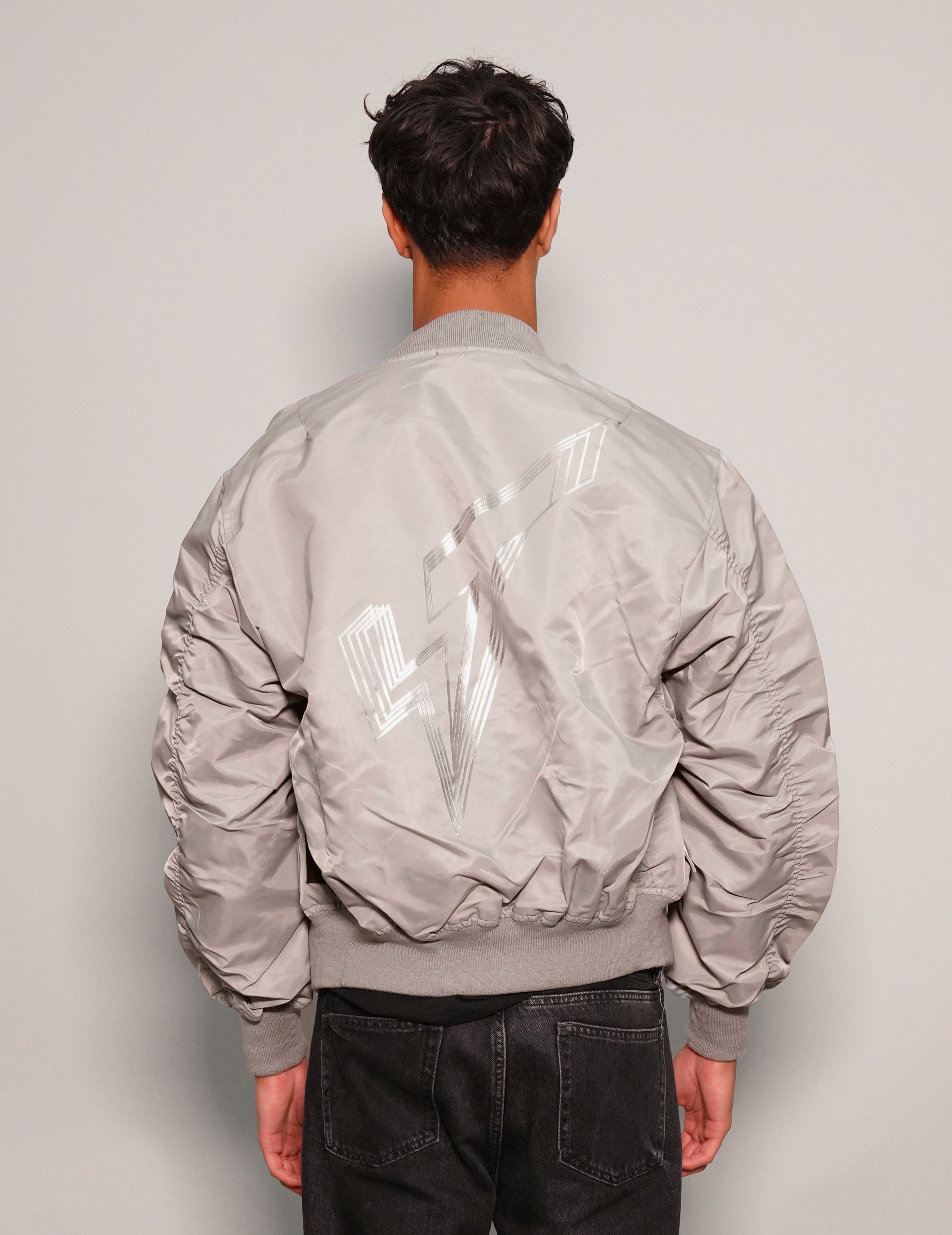 Men's Vintage Lightweight Bomber Jacket in Light Grey | Stuart Trevor