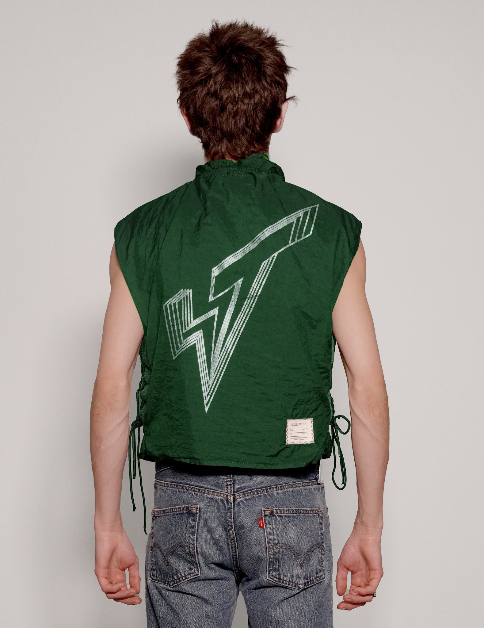 Men's Vintage Military Flak Gilet Jacket in Green | Stuart Trevor