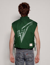 Men's Vintage Military Flak Gilet Jacket in Green | Stuart Trevor