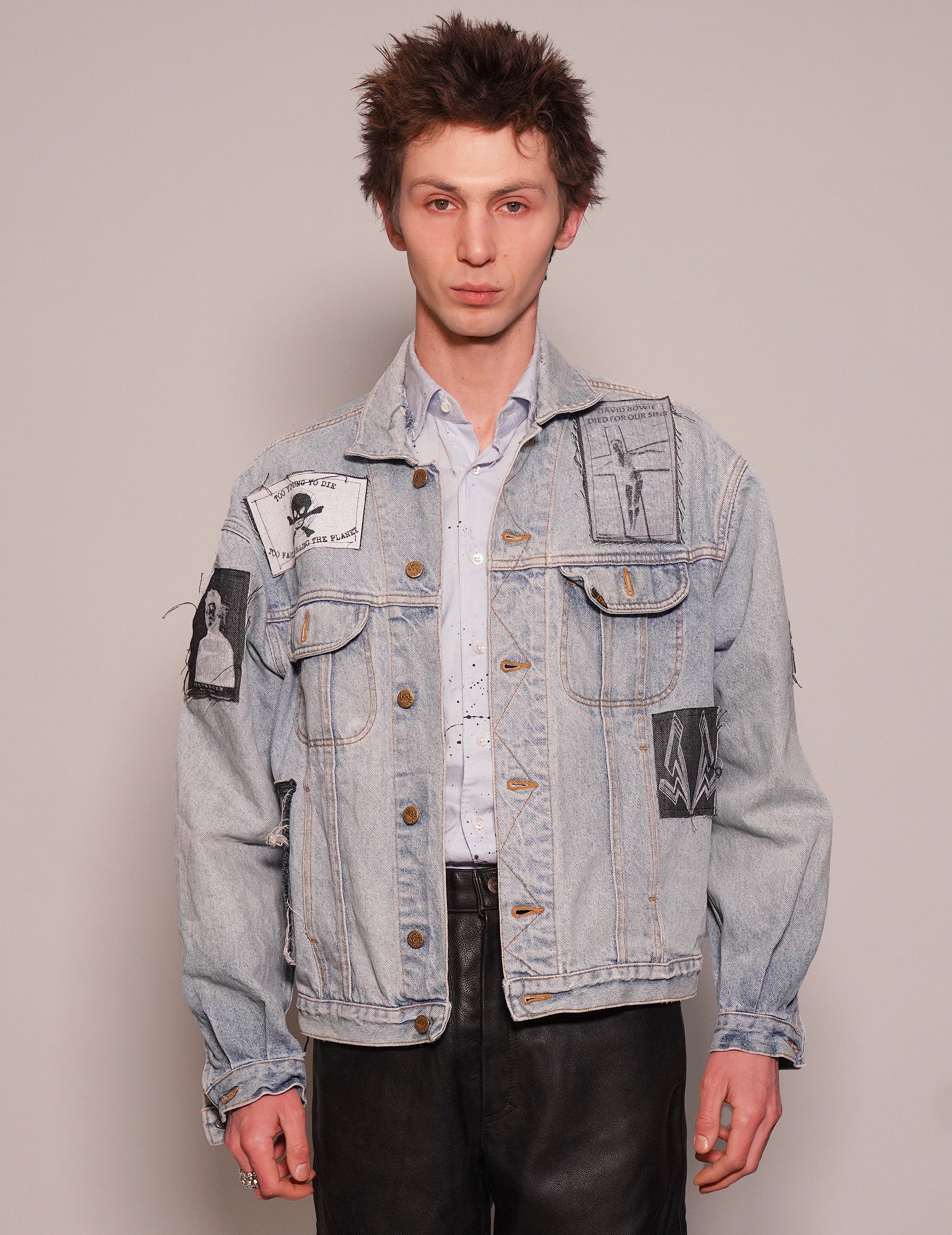 ST Patched Light Blue Denim Jacket | Stuart Trevor
