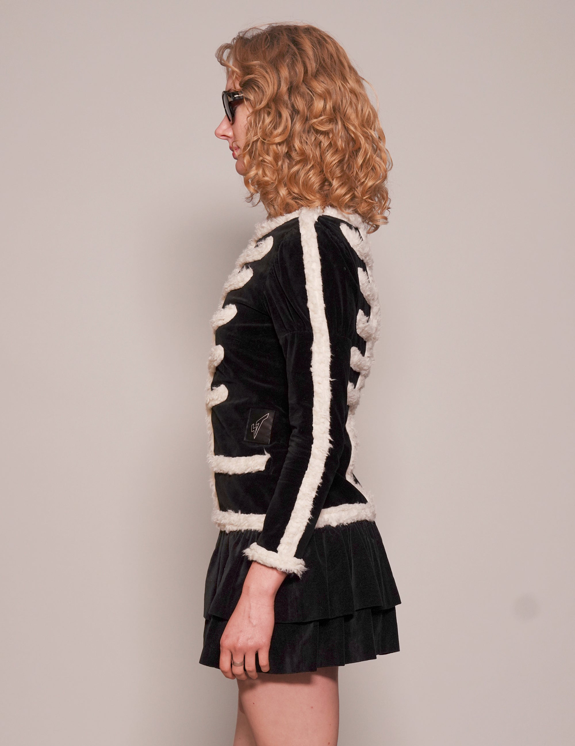 Women's Vintage Black Velvet Dress with Fur Trim | Stuart Trevor