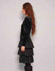 Women's Vintage Velvet Mini Dress in Black | Stuart Trevor
