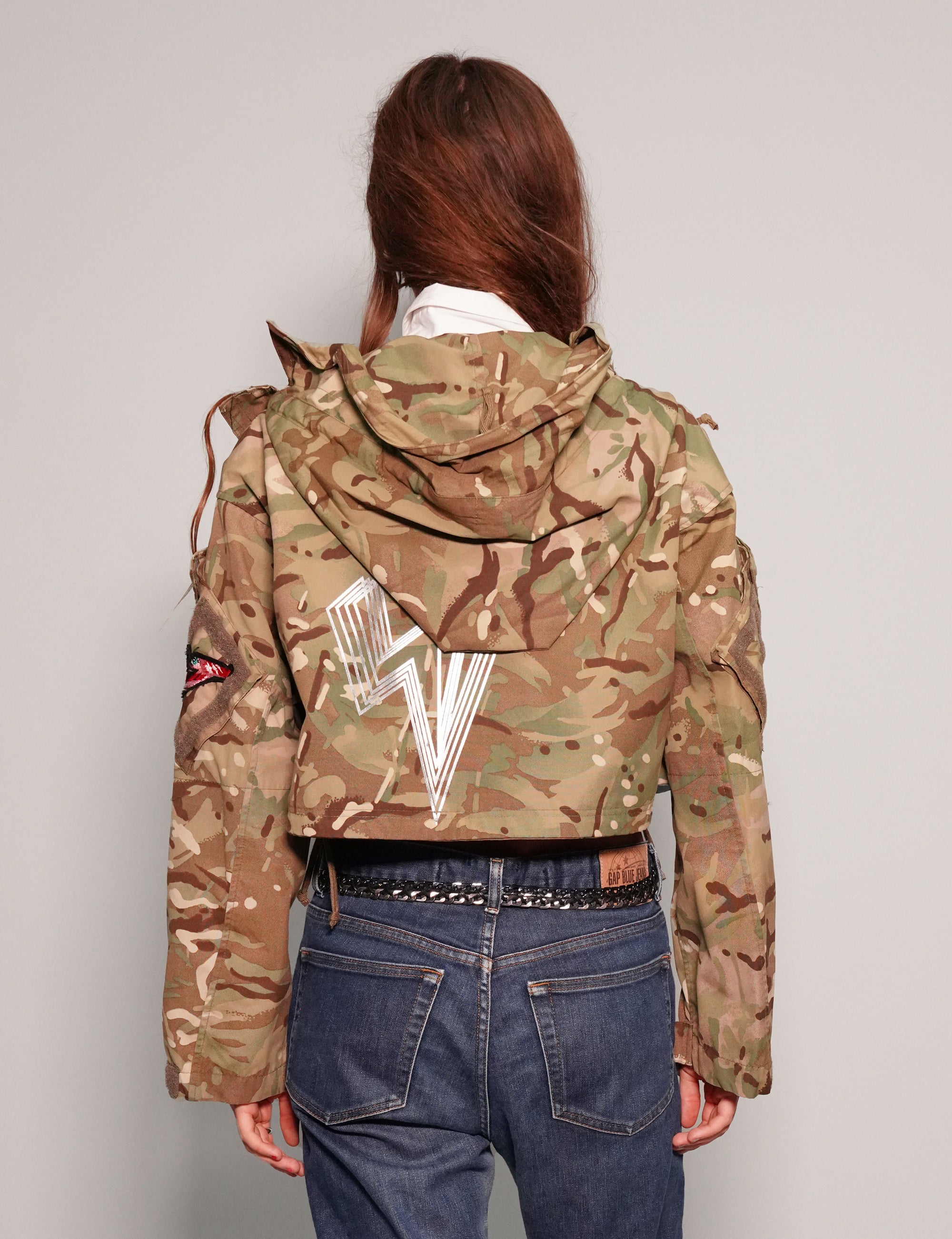 Women's Vintage Army Cropped Smock Jacket in Camo | Stuart Trevor