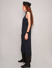 Women's Vintage Sleeveless Shirt Maxi Dress in Black | Stuart Trevor