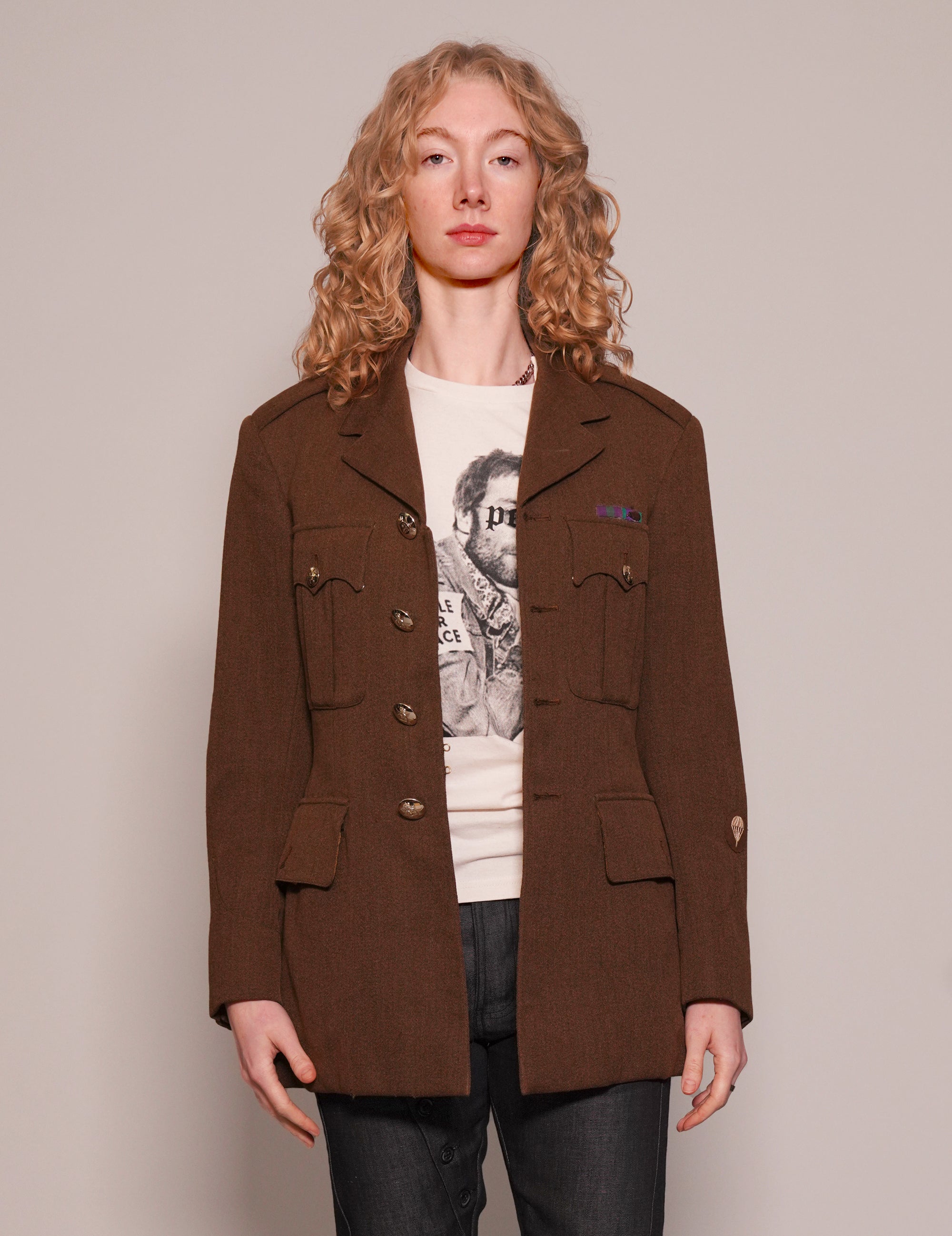 Women's Vintage Army Dress Jacket in Brown | Stuart Trevor