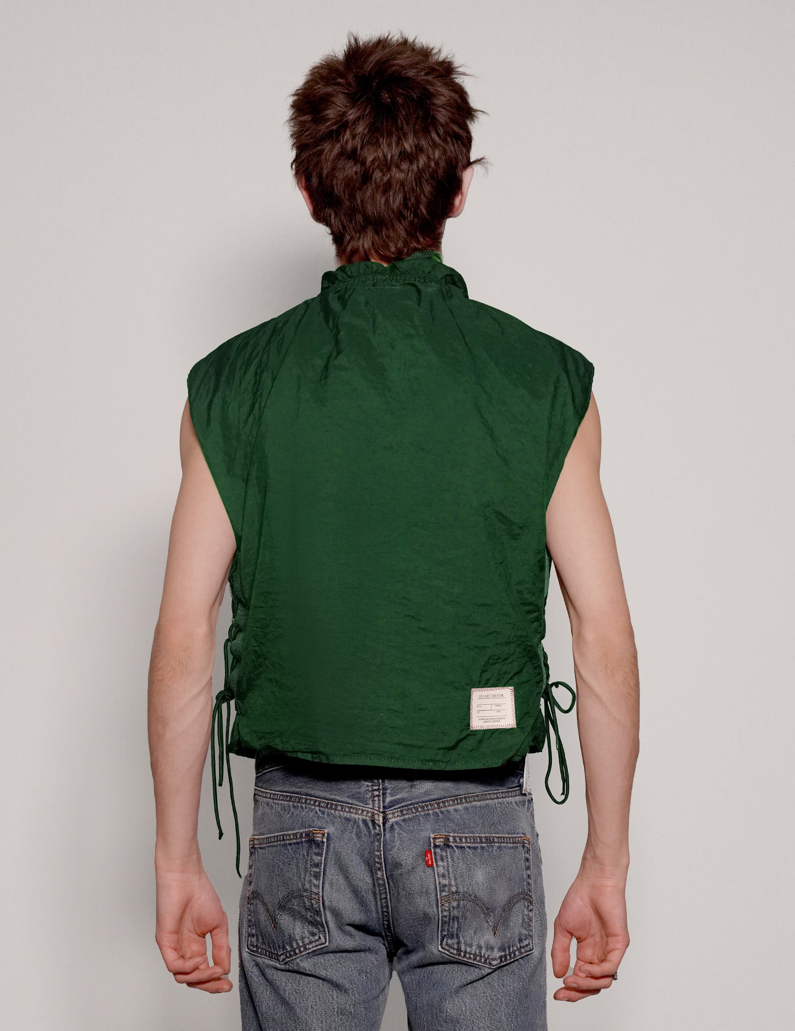 Men's Vintage Military Flak Gilet Jacket in Green | Stuart Trevor