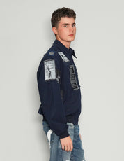 Men's Vintage RAF Jacket with Patches in Navy Blue | Stuart Trevor