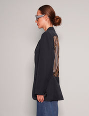 Women's Vintage Black Blazer with Gold Sequin Sheer Back | Stuart Trevor