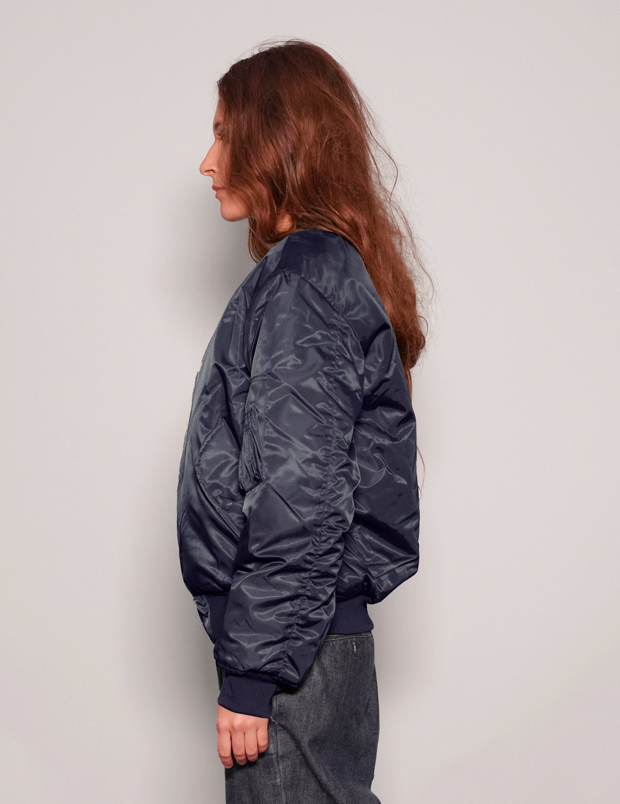 Women's MA-1 Bomber Jacket in Navy Blue | Stuart Trevor