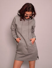 Party Back Hoodie Dress in Grey | Stuart Trevor